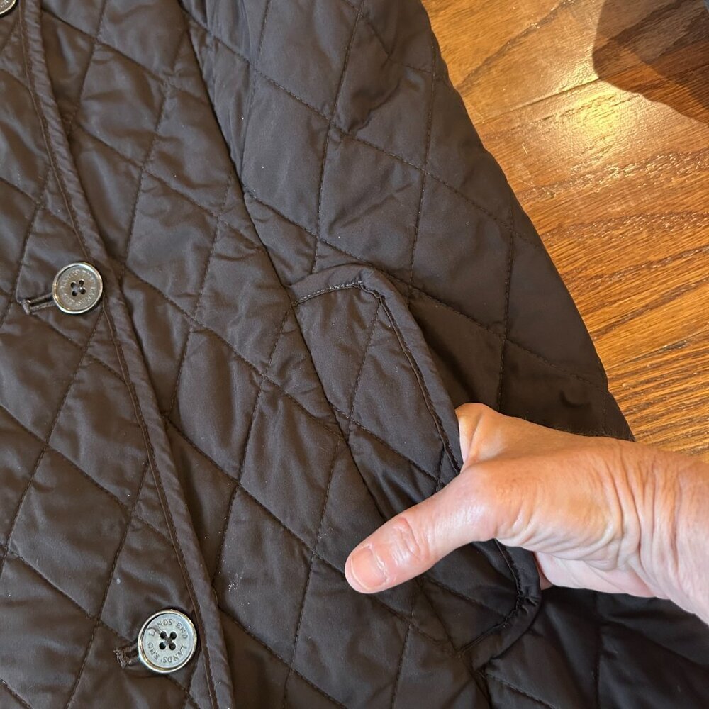 Lands End Double Breasted Diamond Quilted Pea Coat Lightweight Size Medium - Picture 6 of 11